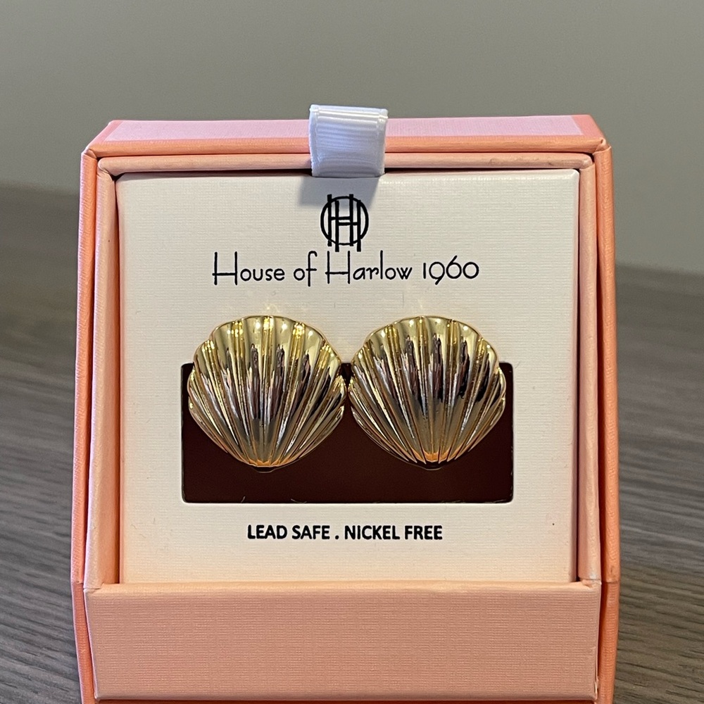 House of Harlow 1960 Gold Shell Earrings